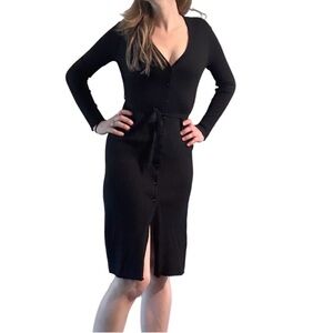 Victorias Secret Black Button-Down Slit sweater Dress size small